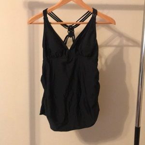 Black maternity swim tank top